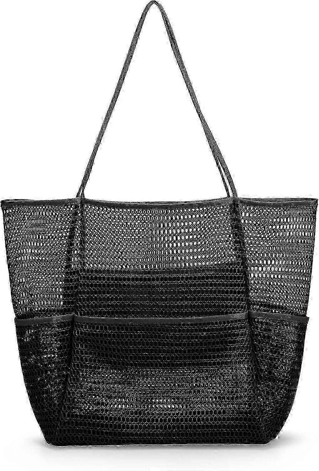 Large Mesh Beach Tote Bag With Multiple Pockets