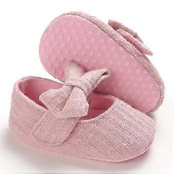 Babyslofjes voor jongens en meisjes, knusse fleece slofjes met zachte zool, warme sokjes met cartoonprint, roze, geschikt voor pasgeborenen, 6-9 maanden.