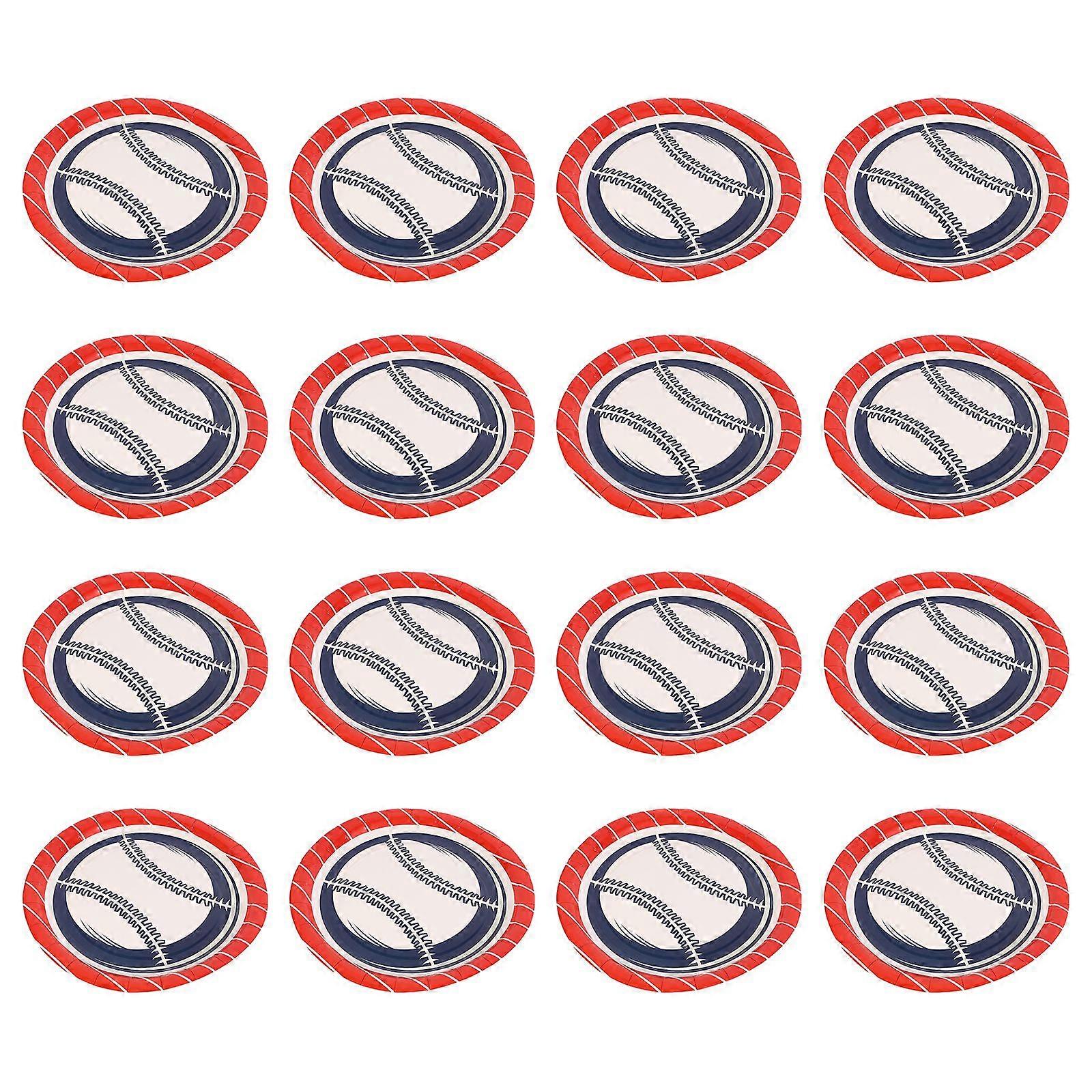 24pcs Disposable Paper Plates Lovely Baseball Pattern Plates Party Tableware