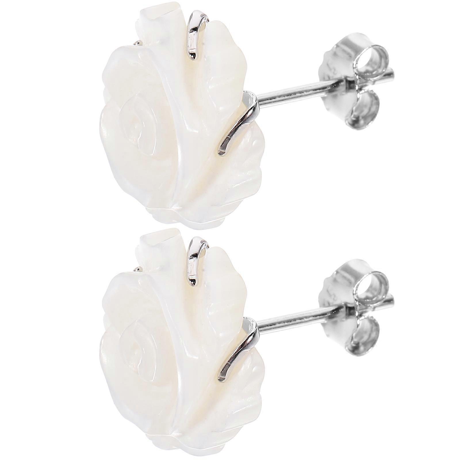 Silver Earring Studs Rose Ear Studs for Decoration 1Pair