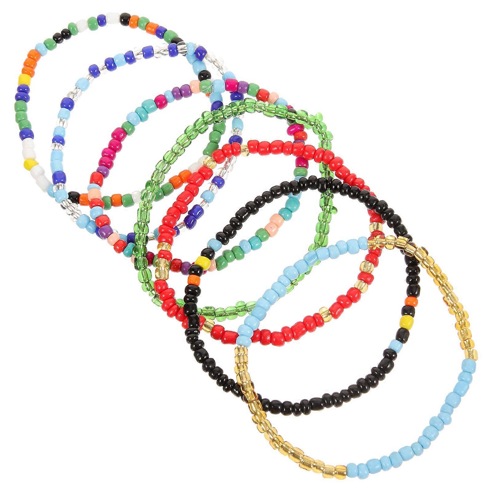 Womens Anklet Bohemian Beaded Anklets Multipurpose 7Pcs String Anklets