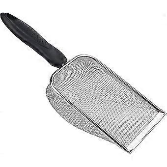 Rustfritt stål reptil sandfiltreringsnett scoop, fine hull kattesandspade for rengjøring av kjæledyr
