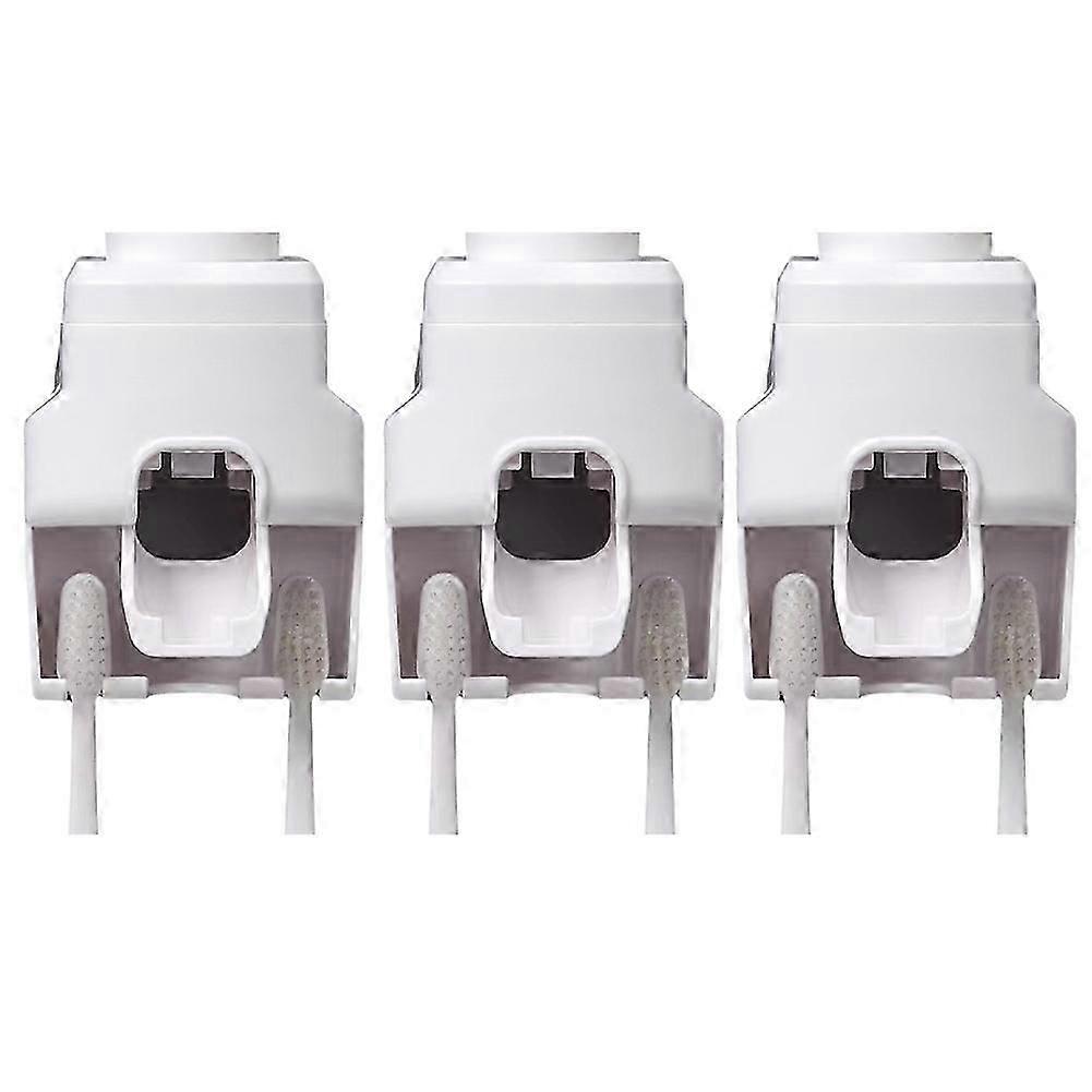 Automatic Toothpaste Squeezer Wall Mounted Punch-Free Toothbrush Storage Rack Toothbrush Holder Squeezer White