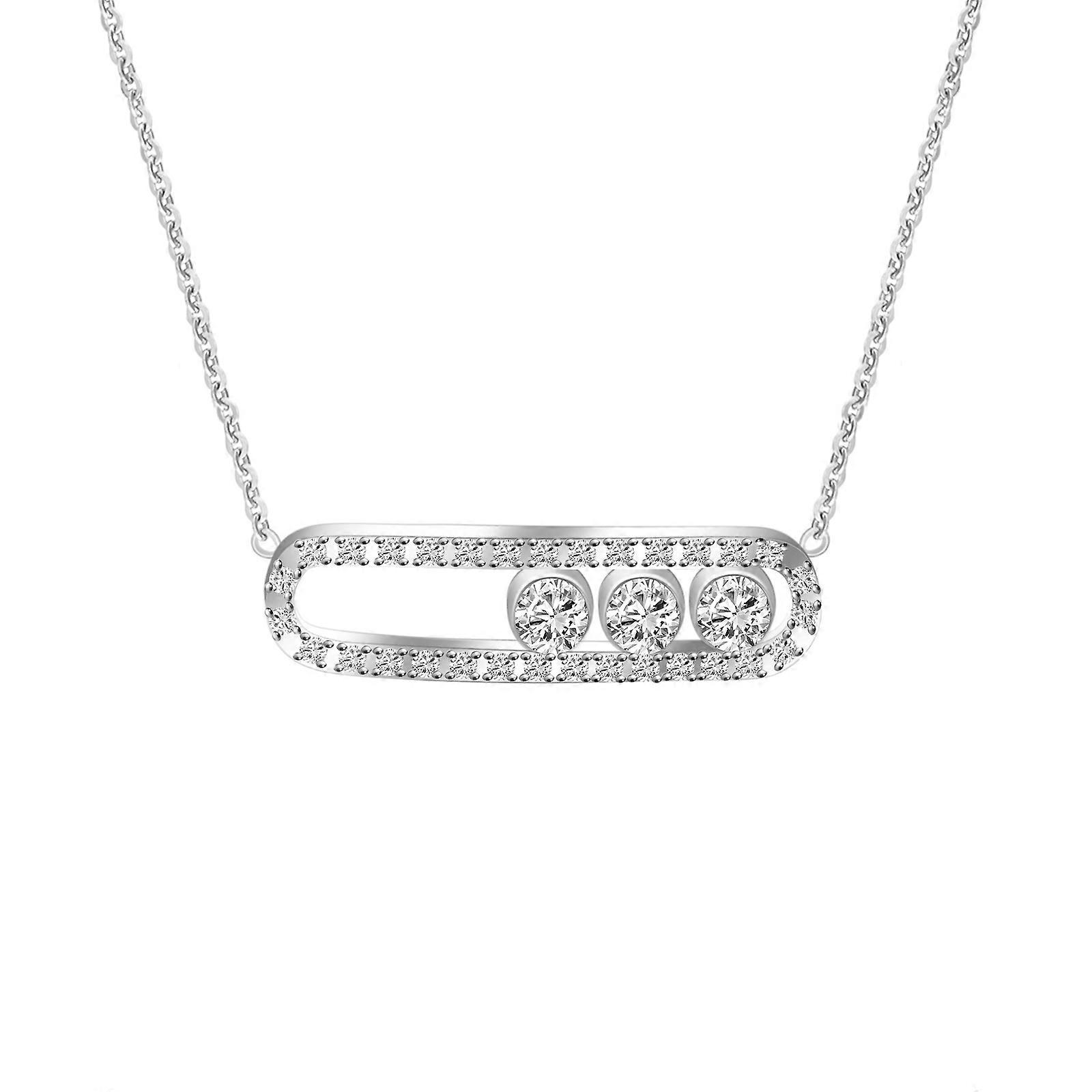 Silver safety pin chain necklace