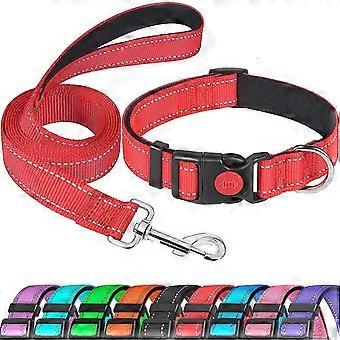 Reflective Nylon Dog Collar with Safety Buckle, Adjustable Pet Collars with Soft Neoprene Padding for Puppy Dogs(1pc, red)