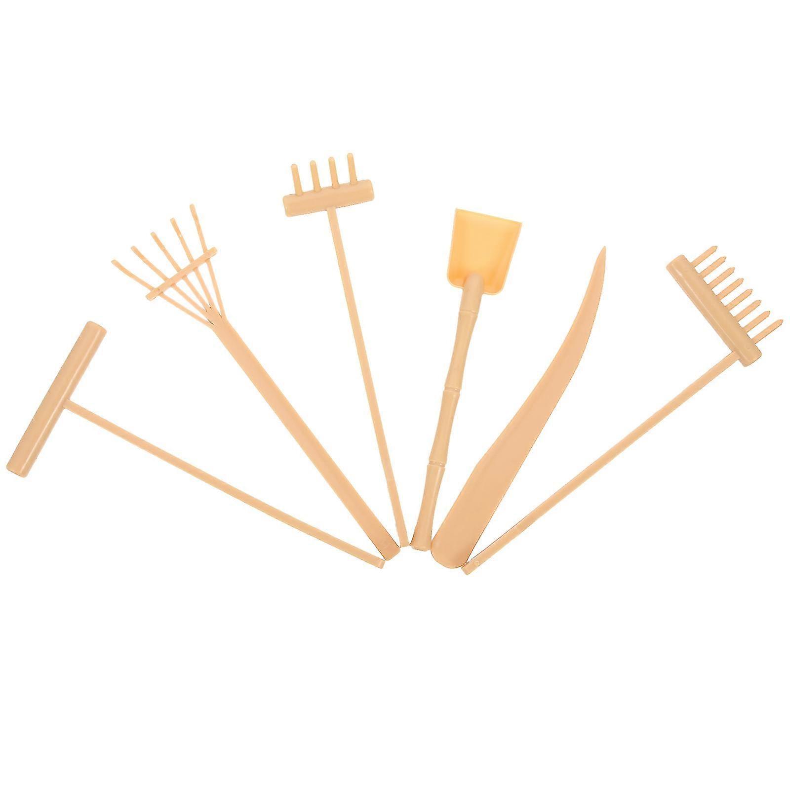 Mini Zen Garden Tools Rake compatible with Decorating 6Pcs Plastic Sand Tray Set