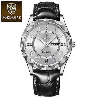 POEDAGAR Luxury High Quality Watches for Men Sport Quartz Leather Man Watch Waterproof Luminous Date Week Men's Watch Male Reloj 26-27
