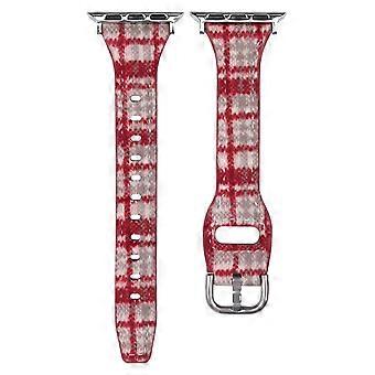 Pulseira de couro e lã com design estampado para Apple Watch Series 11 10 42mm/ 9 8 7 41mm/ SE3 SE2 SE 6 5 4 40mm/ 3 2 1 38mm