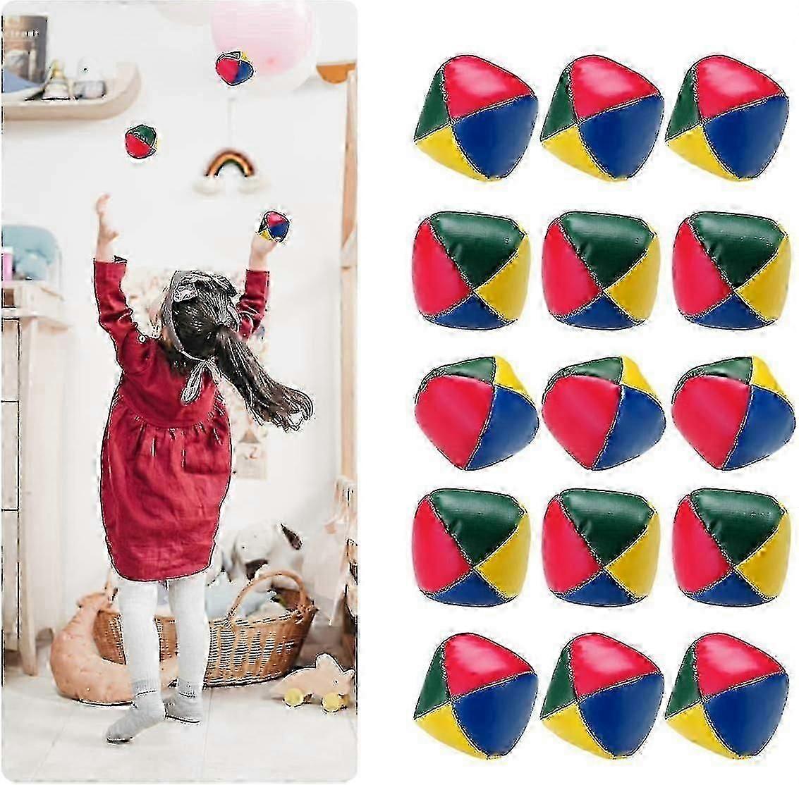 Lot de 15 mini balles de jonglage pour débutants, balles de cirque souples en cuir PU pour enfants et adultes, x