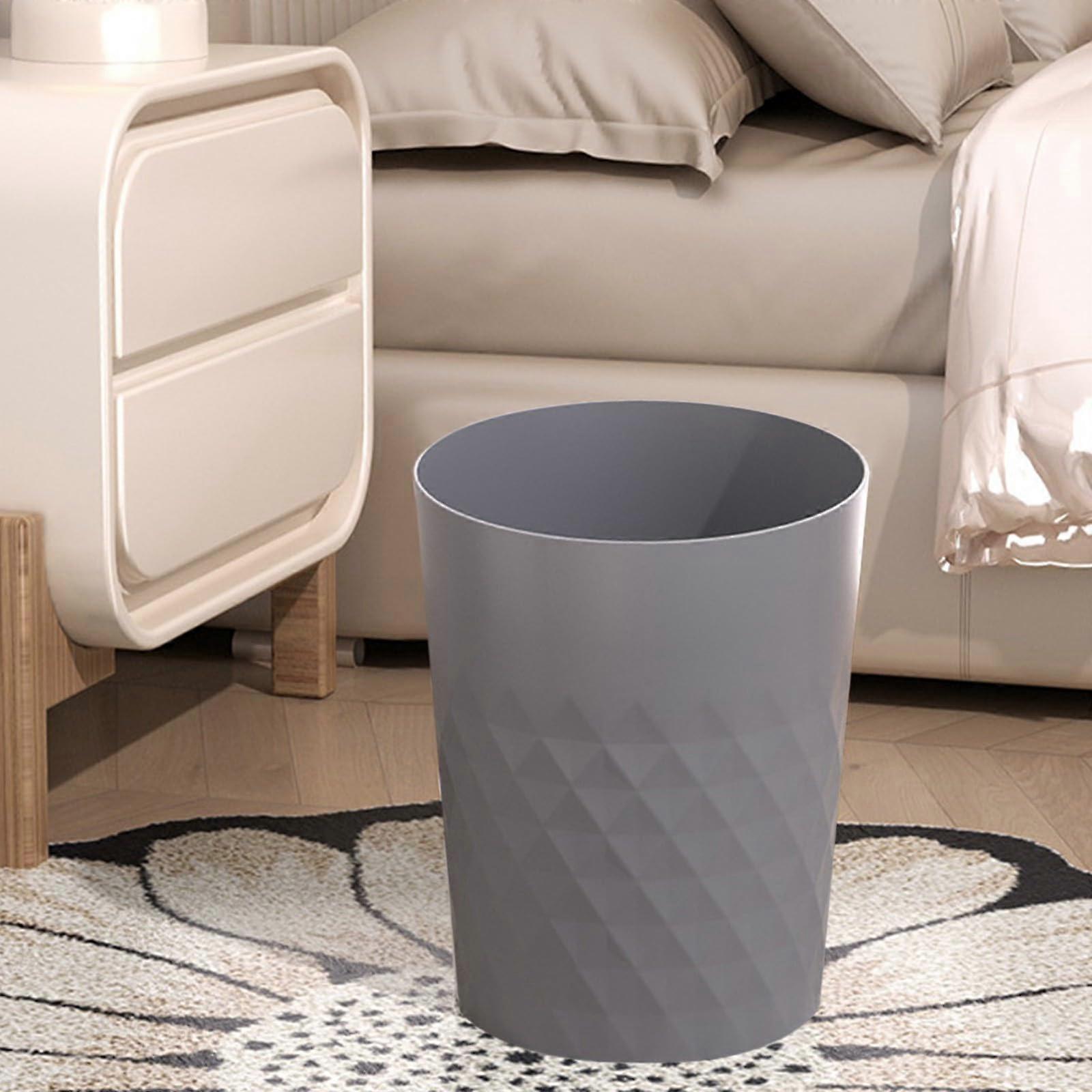 Gray Plastic Trash Can for Kitchen and Bathroom, SpaceSaving Garbage Bin with Easy Clean Surface