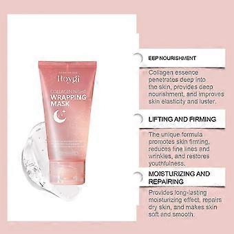 Collagen Night Wrapping Mask, Collagen Wrapping Mask, Hydrolyzed Collagen Peel Off Facial Mask, with A Mask Applicator, For All Skin Types
