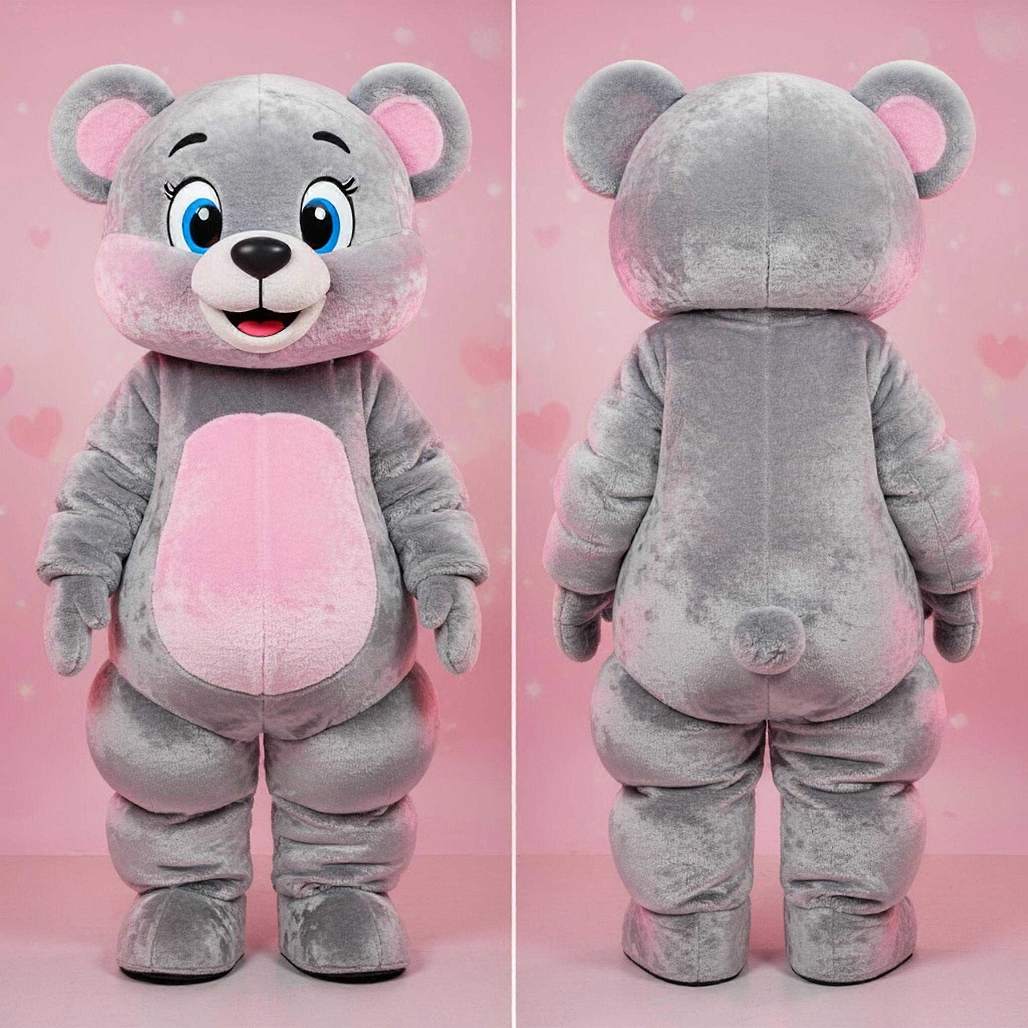 MASTICOT Silver Plush Broad Shouldered Teddy Bear Mascot