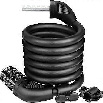 Bicycle Lock - 1500mm x 12mm Long Heavy Duty Cable Lock 5 Digit Codes Locks Bike Accessories for Bicycle, Moto, Door, Gate Fence