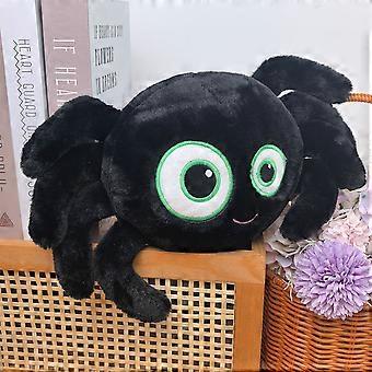Halloween Spider Plush Toy, Super Soft Black Stuffed Animal with Green Eyes, Huggable Spider Pillow for Spooky Décor