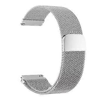 20mm Silver Milanese Loop Magnetic Stainless Steel Strap Compatible with Samsung Galaxy Watch 5/4/Active 2/Huawei GT Series