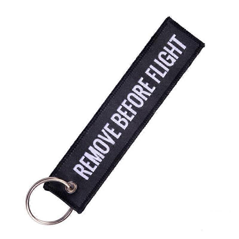 Remove Before Flight  Keychain Keyring Polyester Embroidery Message 13*3Cm