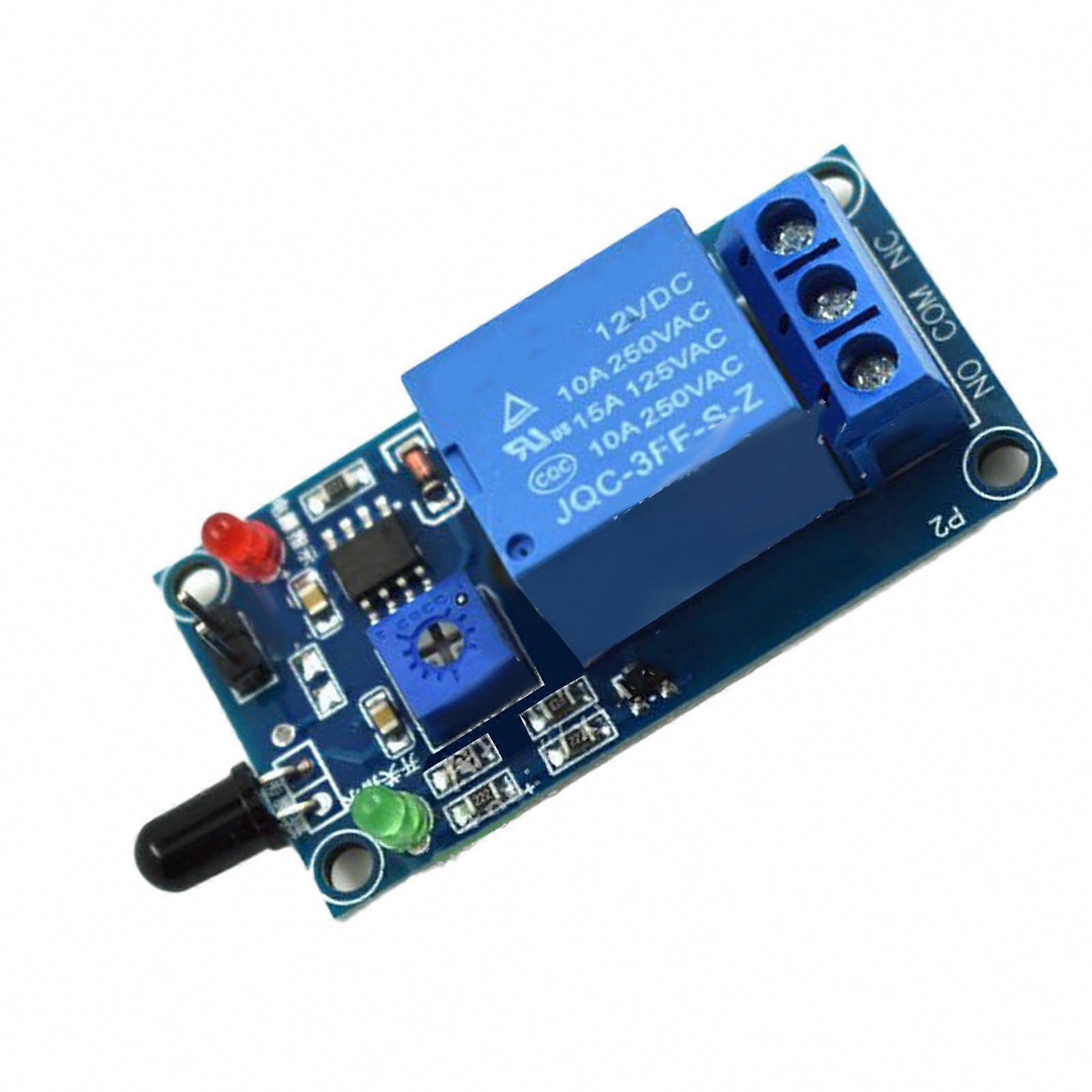 Fire Alarm Detection IR Flame Sensor Relay Module Adjustable Sensitivity DC 12V