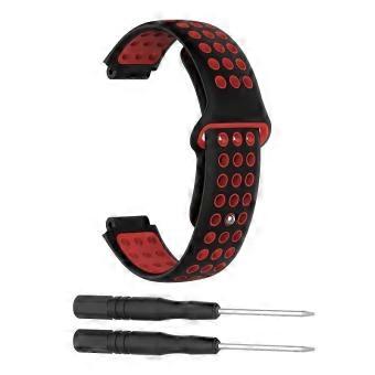 Watch Band Black Red Silicone Quick Release Strap Adjustable Sport Replacement for Garmin Forerunner
