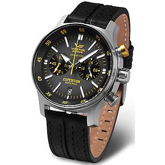 Vostok expedition compact Quartz Analog Men's Watch with Cowhide Bracelet VK64-592A560