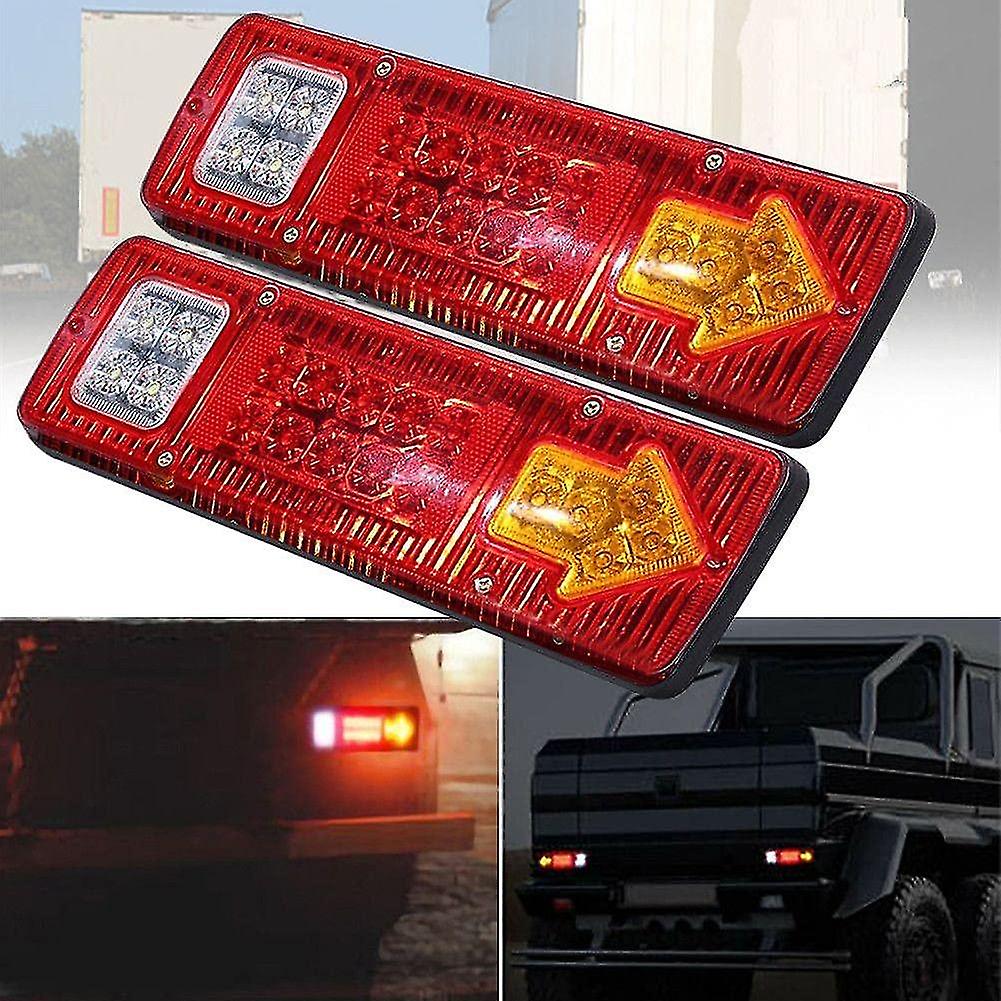 2pcs 12v משאית נגרר נורה זנב 19 Led עמיד למים אור בלם הפוך פנייה אותות פנסים אחוריים אורות רישיון עבור חניך נגרר ואן Snowmobile