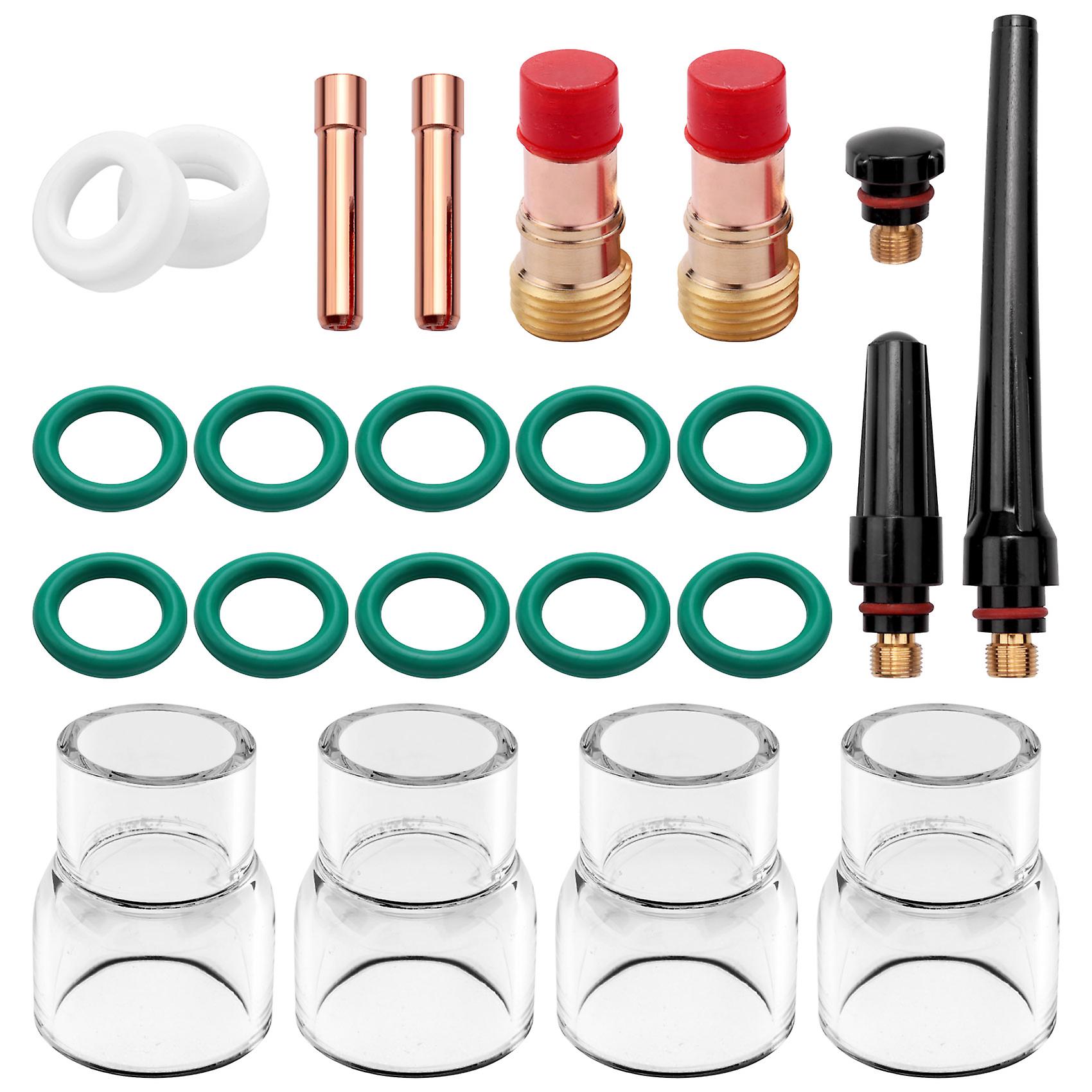 23PCS TIG Stubby Gas Lens 17GL332 3/32inch & 12 Cup & TIG Gas Lens Alumina Nozzle Kit for DB 17/18/