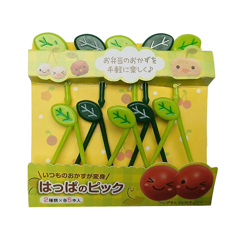 10pcs/set Leaves Fruit Fork Picks Kids Snack Dessert Decoration Forks Toothpick
