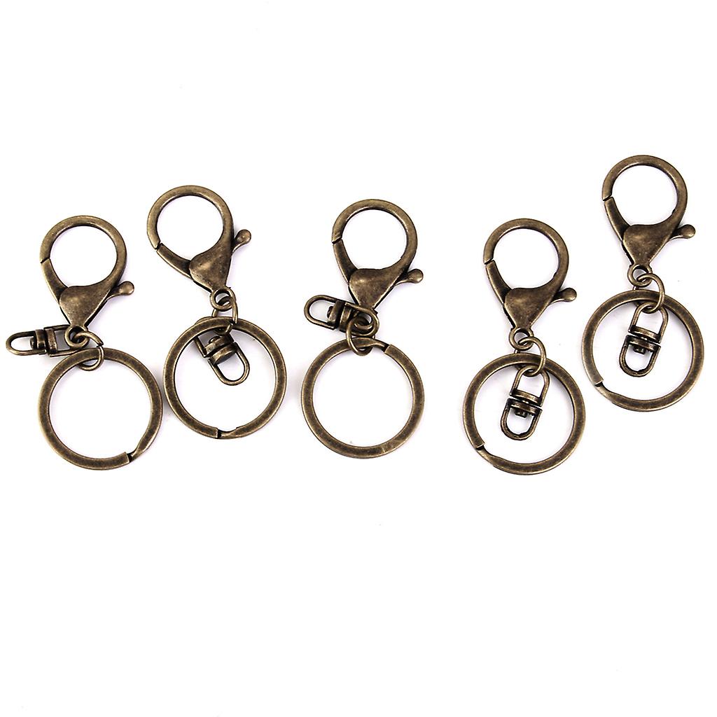 5x Bronze Lobster Clasp Trigger Clip Key Ring Bag Charms + Split Ring 65mm