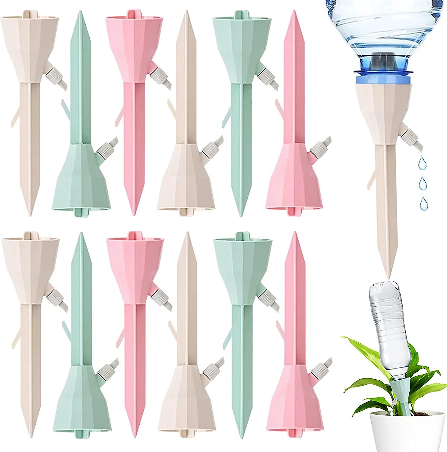 12 Pcs Drip Irrigation, Adjustable Automatic Drip Bottle, Green, Pink, White