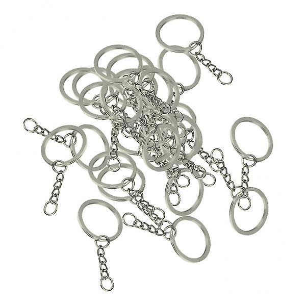 2x30 Pieces Alloy Split Keyring with Chains 28mm