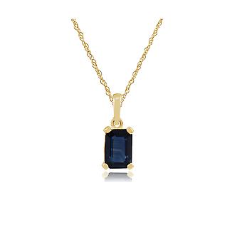 Classic Baguette Sapphire Pendant Necklace in 9ct Yellow...