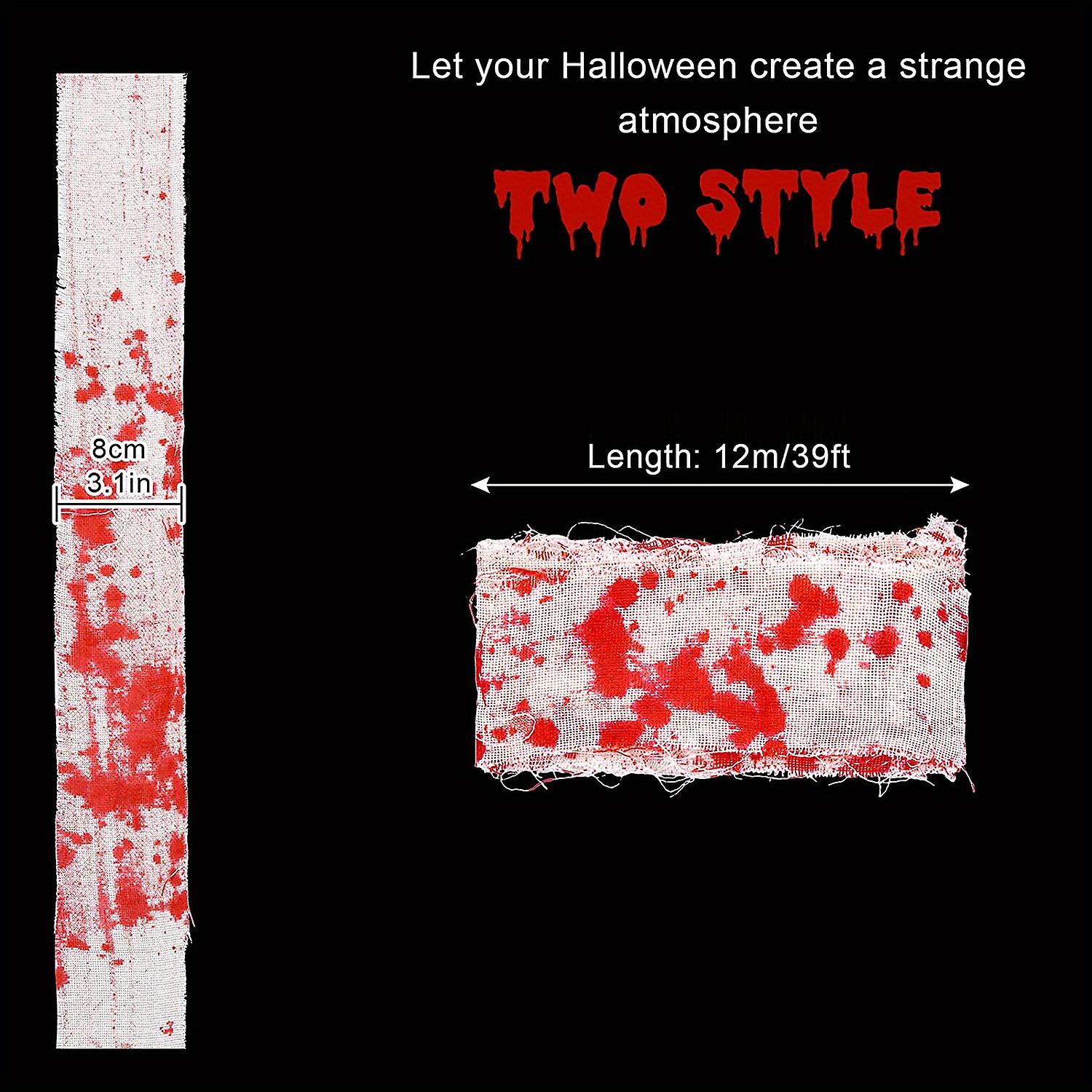 1pc ליל כל הקדושים בד מצמרר מפחיד בד מדמם מפחיד דם גזה בד דקורטיבי וילונות פתחי מדרגות חלונות אזהרת קיר גזה לליל כל הקדושים ח