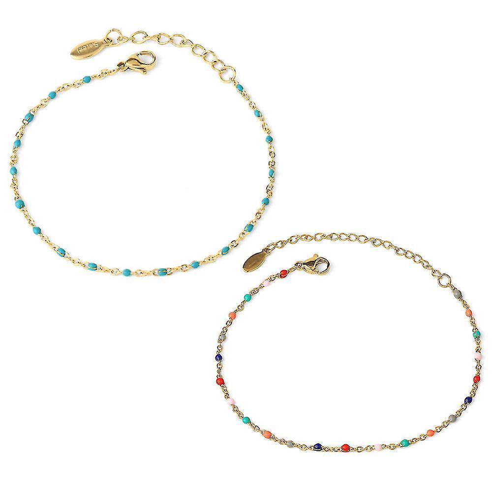 2 Pcs Beaded Bracelets, Cute Beads Rope