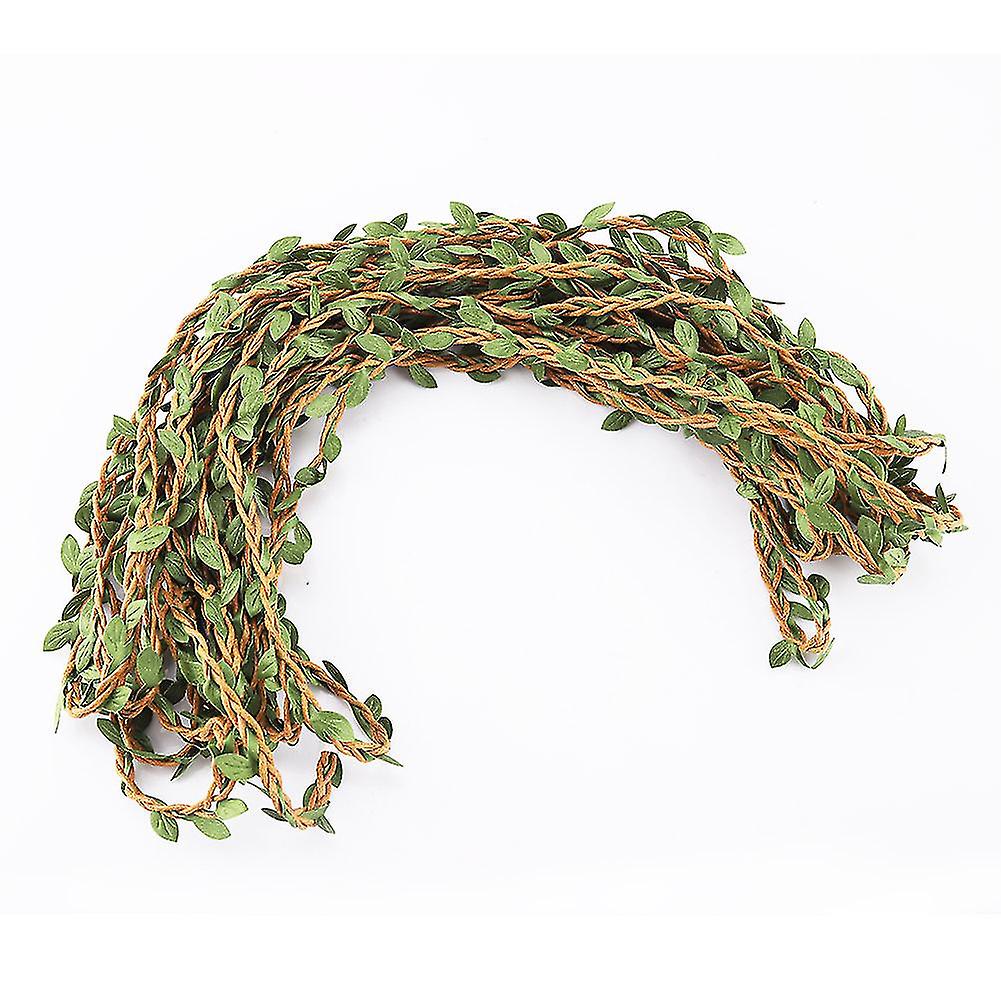 10m Simulation Leaves Mixed Braid Forest Series Hemp Rope Rattan Decoration Brown 
