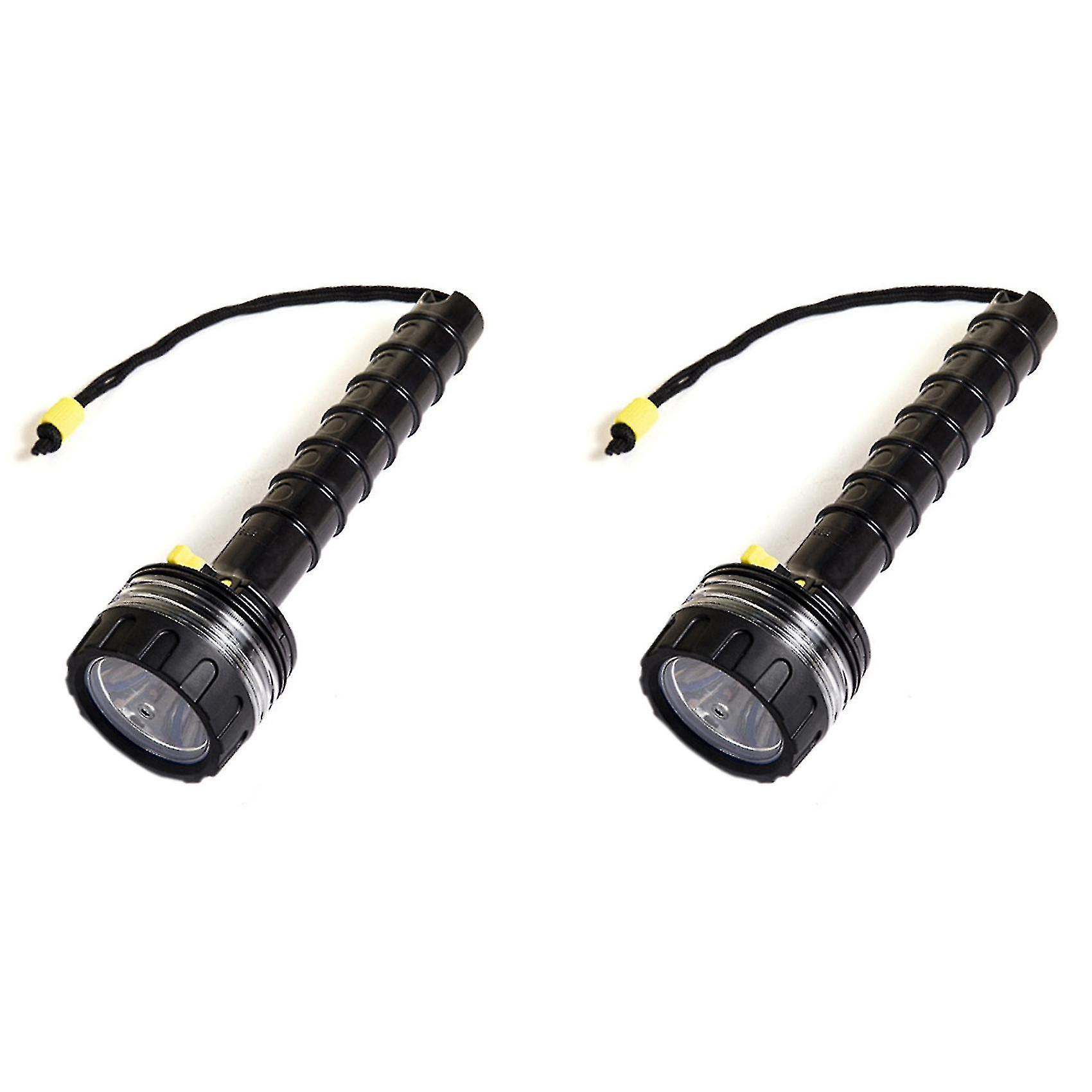 2x Scuba Deep Diving Light Powerful Flashlight Underwater Waterproof Led Diver Light,black