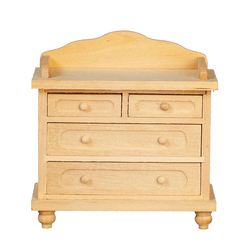 Dolls House Bare Wood Chest Of Drawers Miniature Nursery Bedroom Furniture 1:12