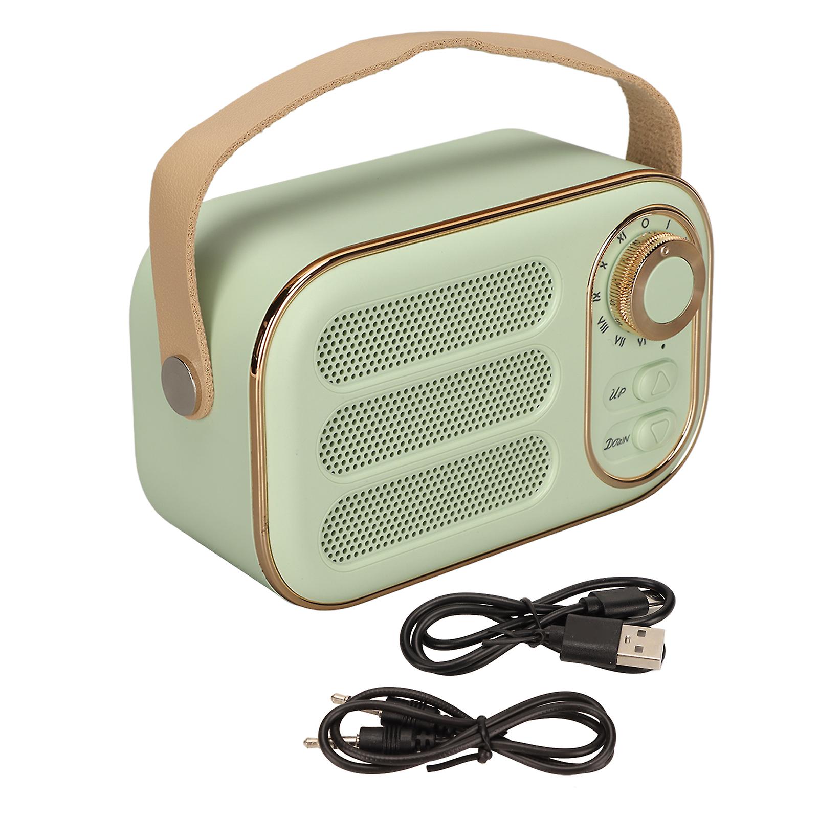 Retro groene Bluetooth-luidspreker: hifi-stereogeluid, draagbaar draadloos met opladen via USB