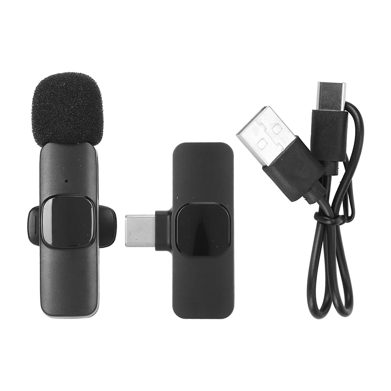 Wireless Lavalier Lapel Microphone - Noise Canceling, USB Type C, Auto Sync, Rechargeable