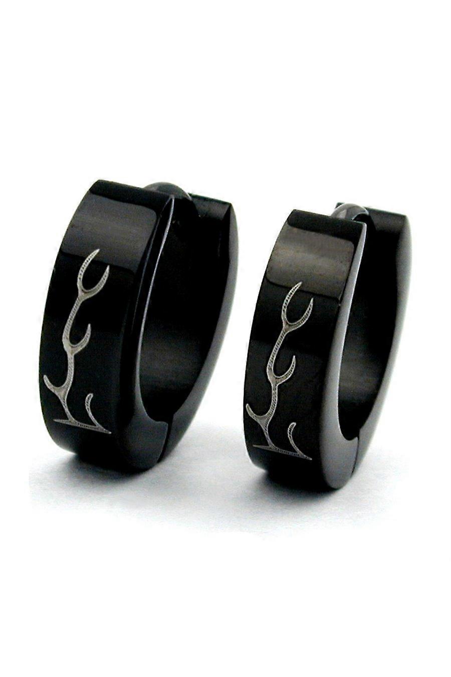 Hoop Earrings Black Stainless Steel - Gl03348