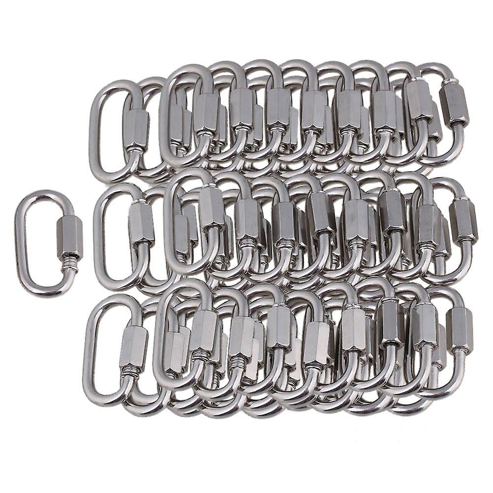 50Pcs Quick Link Locking Chain M3.5 Silver 304 Stainless Steel Hook Ring