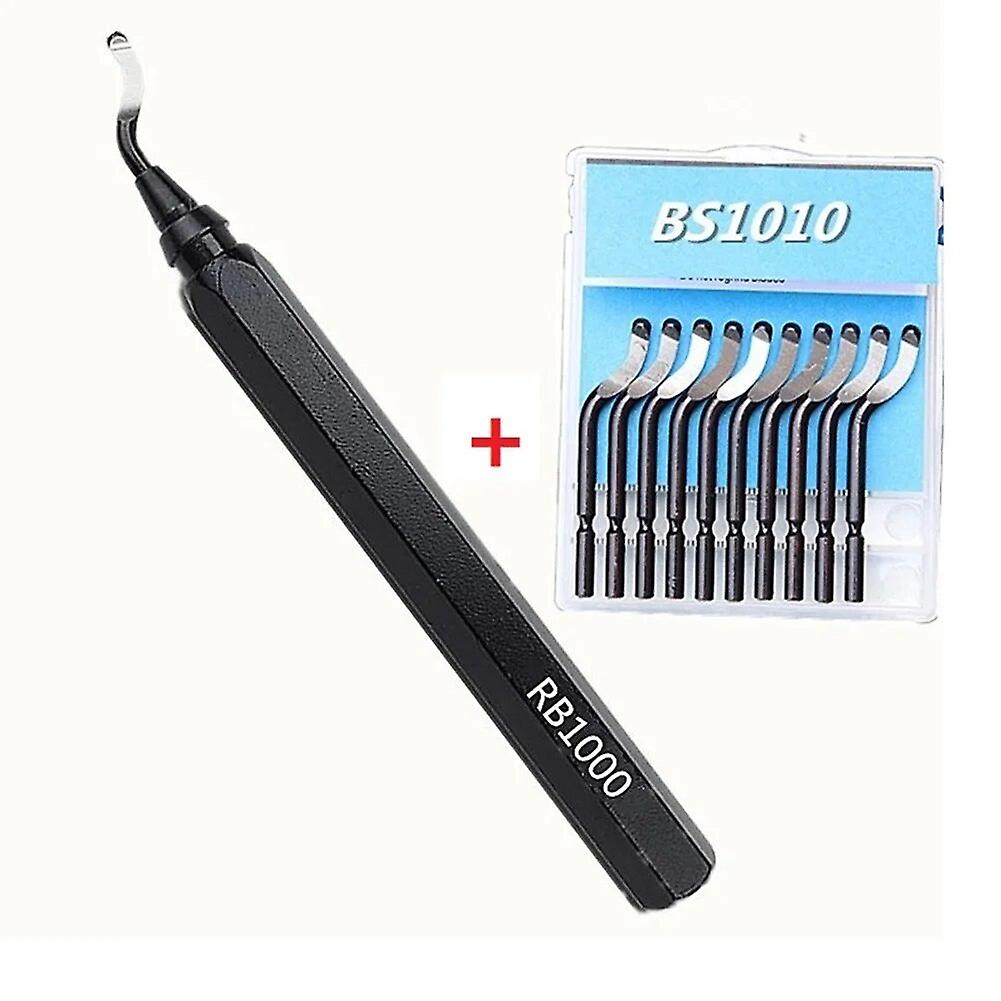 RB1000 Burr Handle Metal Deburring Tool Handle Remover Cutting Tool with 10pcs Rotary Deburr Blade DeburRed for Aluminum Copper~9351