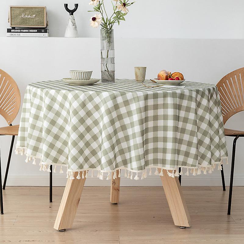 Round Linen Tablecloth Tpu Waterproof And Oil-proof Fabric Hotel Household Round Table Dining Table Cloth Tablecloth