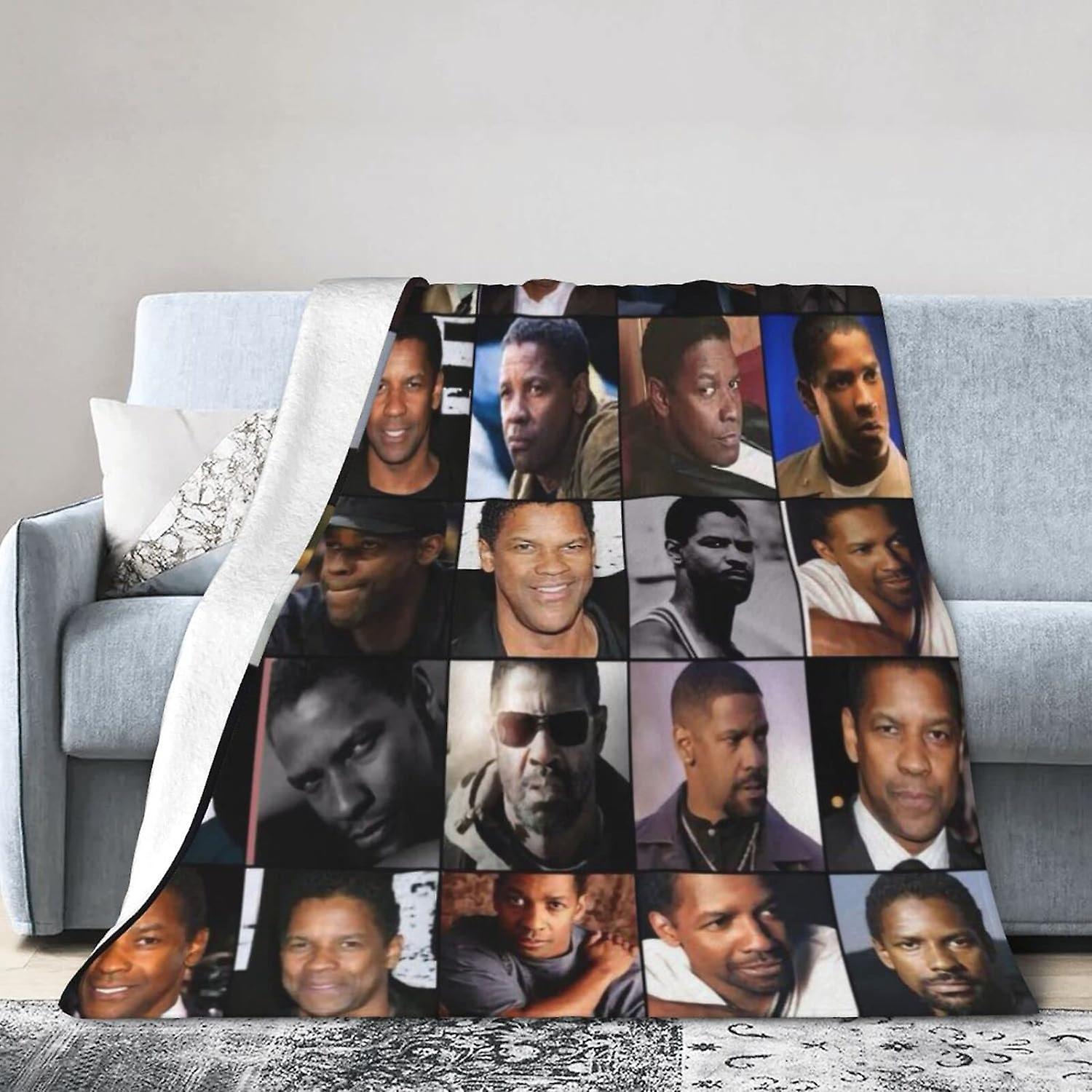 Denzel Actor Washington Fleece Throw Blanket Lightweight Plush Fluffy Warm Soft Cozy Blankets Air Conditioner Blanket Perfect For Bed Sofa ABD17011