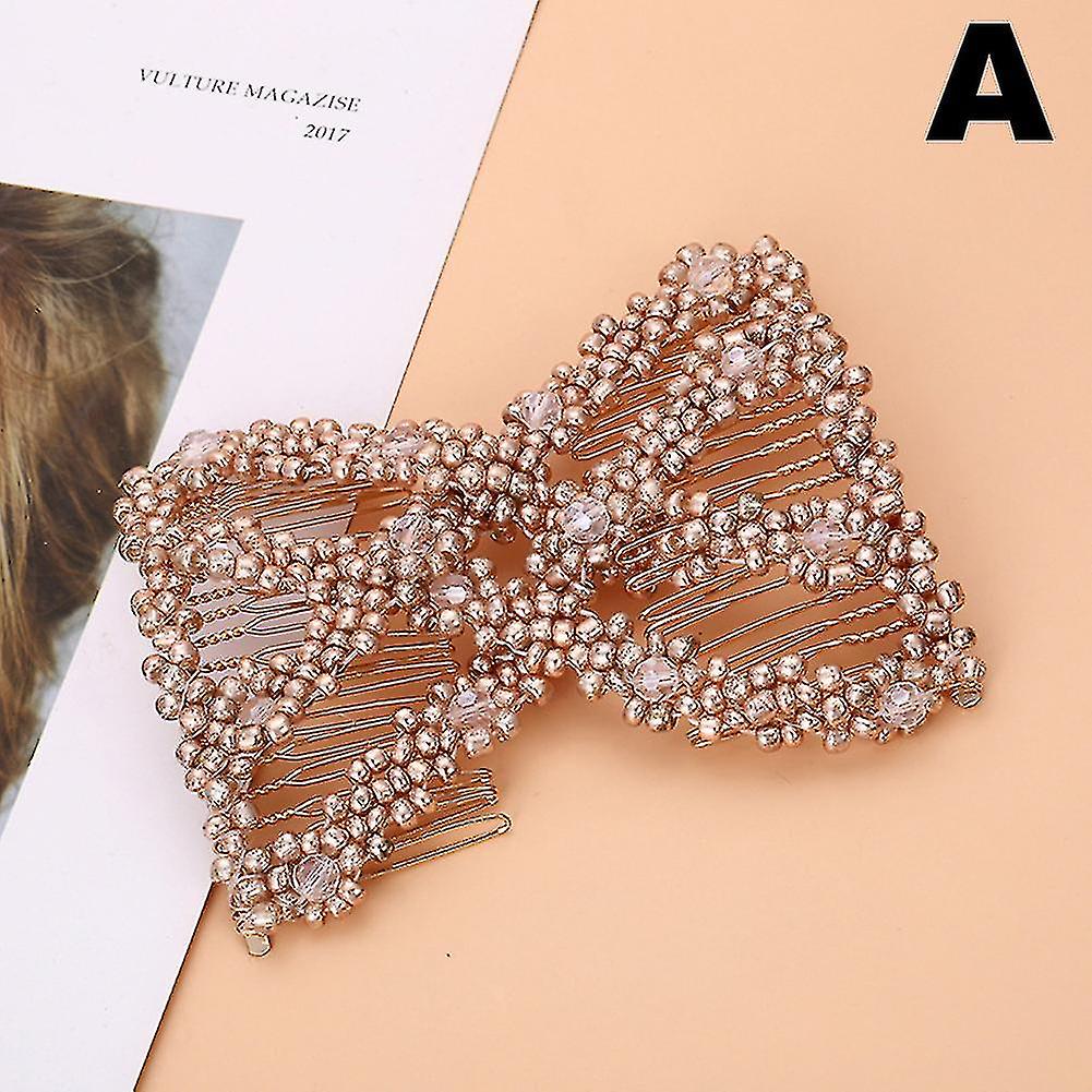 Peignes à cheveux Magic Twist en perles losanges extensibles avec nœud et double élasticité pour femmes