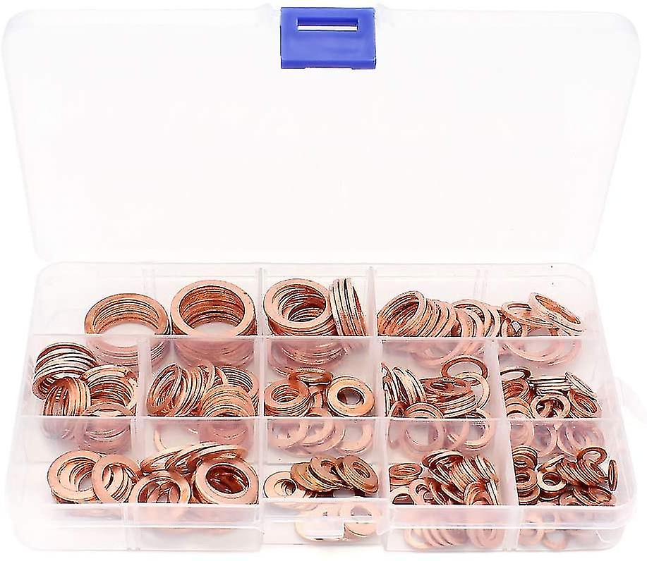 300pcs Copper Washer Flat Washers Copper Assortment Kit