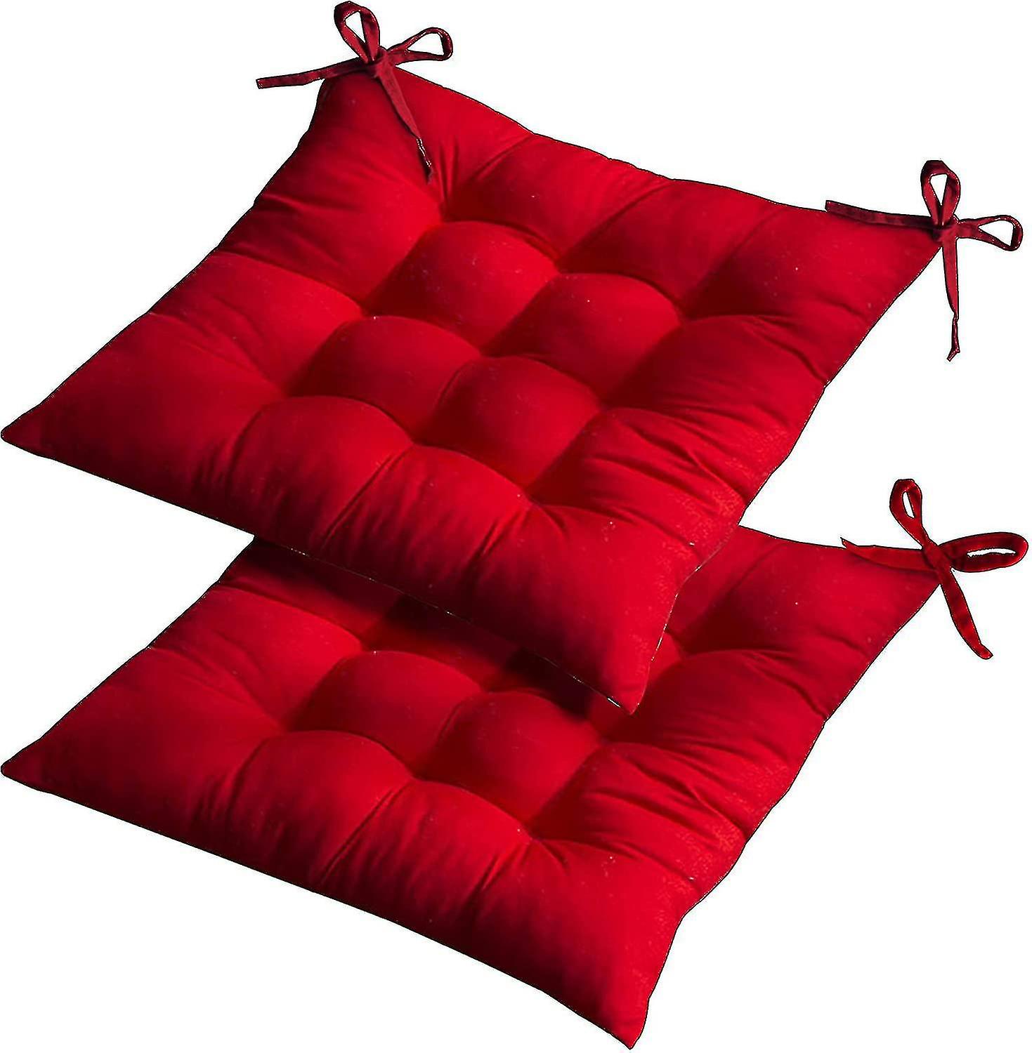 Seat Pads For Dining Chairs, 2 Pack 4040cm Red Thick