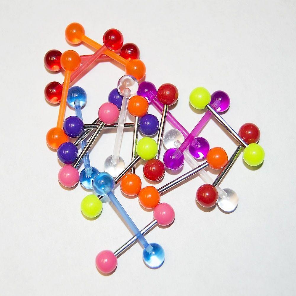 Tongue nipple barbells 20 pack solid colors flexi and steel 14g