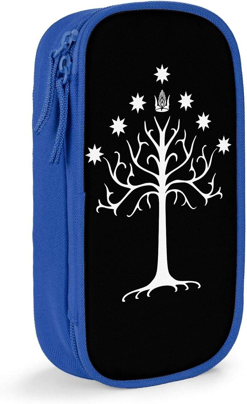 Άσπρο δέντρο της τσάντας στυλό Gondor μεγάλη διπλή τσάντα μολυβιών φερμουάρ ικανότητας για το σχολείο γραφείων-μπλε SAOE003749