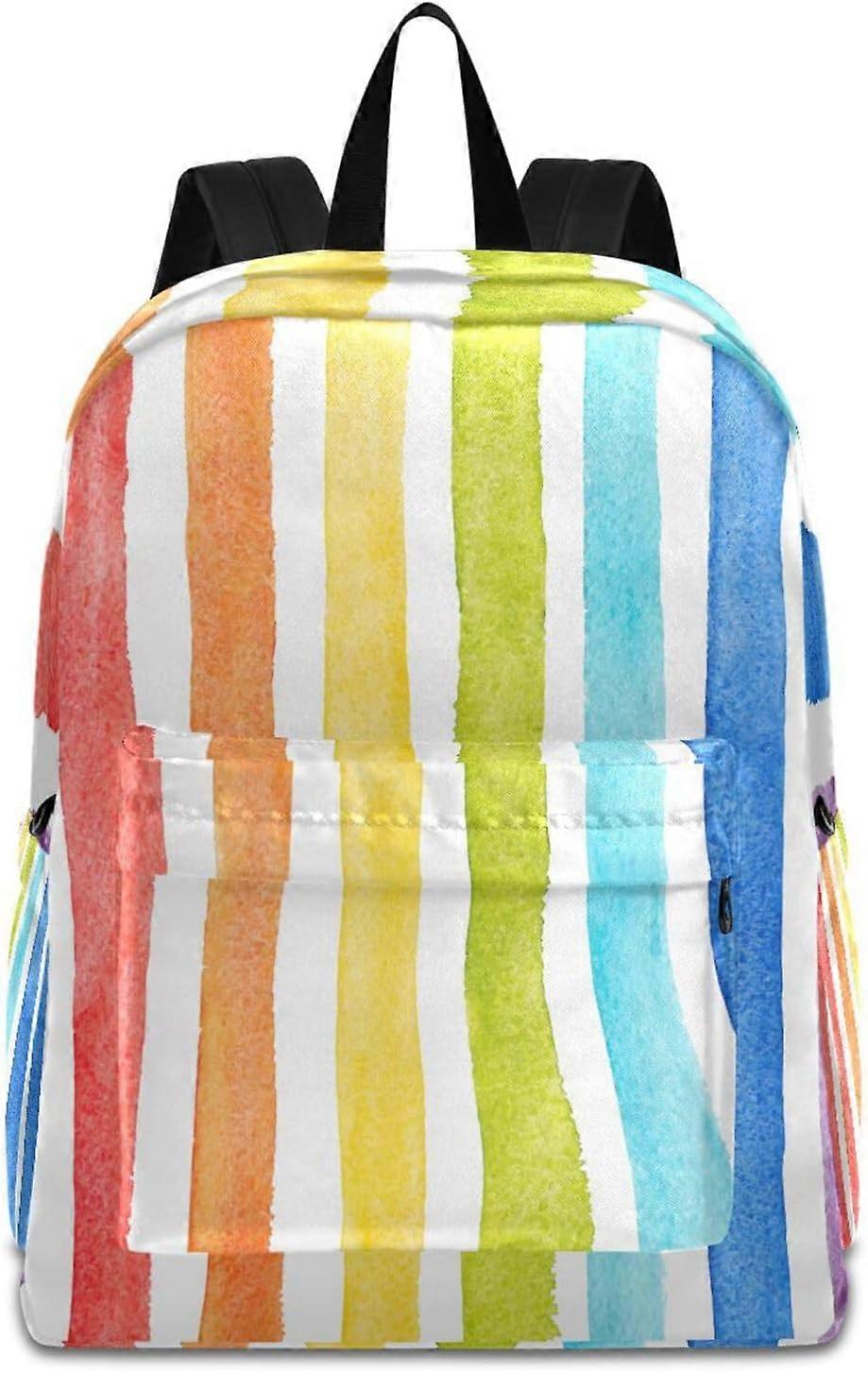 حقيبة ظهر ملونة لفتاة فتى الصف 1-12 ، حقيبة ظهر مدرسية مخططة مخططة حقيبة كتب للأطفال الصغار حقيبة ظهر للمراهقين