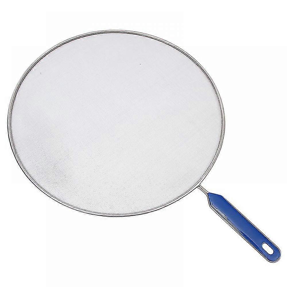 Blue Handle Kitchen Wok Splash Oil Net Cover Stainless Steel Explosion-Proof Cover Oil Cover Super Fine Mesh Iron Skillet Lid-29cm