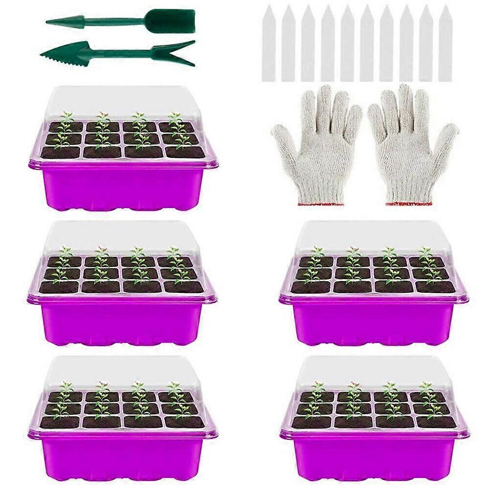 Greenhouse Propagation Box 12 Cells Indoor Greenhouse Propagation Tray with Lid and Ventilation Seedlings Propagation Trays